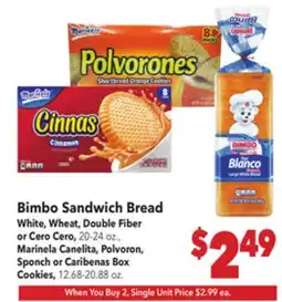Vallarta Supermarkets Bimbo Sandwich Bread offer