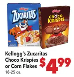 Vallarta Supermarkets Kellogg's Zucaritas Choco Krispies or Corn Flakes offer