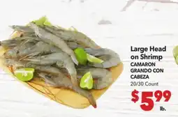 Vallarta Supermarkets Large Head On Shrimp offer