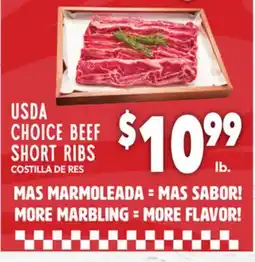 Vallarta Supermarkets USDA CHOICE BEEF SHORT RIBS / COSTILLA DE RES offer