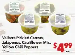 Vallarta Supermarkets Vallarta Pickled Carrots, Jalapenos, Cauliflower Mix, Yellow Chili Peppers offer