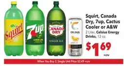 Vallarta Supermarkets Squirt, Canada Dry, 7up, Cactus Cooler or A&W offer