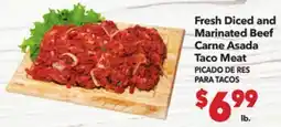 Vallarta Supermarkets Fresh Diced and Marinated Beef Carne Asada Taco Meat / PICADO DE RES PARA TACOS offer