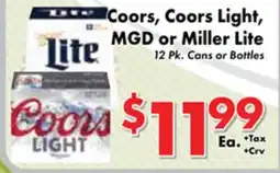 Valley Marketplace Coors, Coors Light, MGD or Miller Lite offer