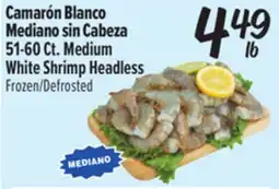 El Super Camarón Blanco Mediano sin Cabeza 51-60 Ct. / Medium White Shrimp Headless offer