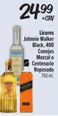 El Super Licores Johnnie Walker Black, 400 Conejos Mezcal o Centenario Reposado offer
