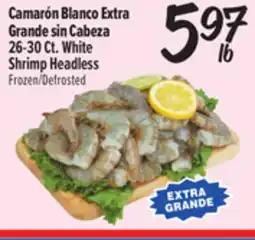 El Super Camarón Blanco ExtraGrande sin Cabeza 26-30 Ct. White Shrimp Headless offer