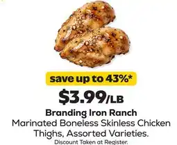 Grocery Outlet Branding Iron Ranch Marinated Boneless Skinless Chicken Thighs offer