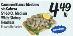 El Super Fresh Camarón Blanco Mediano sin Cabeza / 51-60 Ct. Medium White Shrimp Headless offer