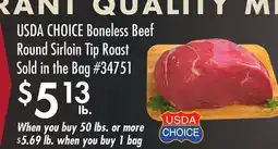 Smart & Final USDA CHOICE Boneless Beef Round Sirloin Tip Roast offer