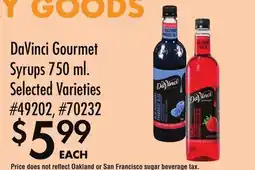 Smart & Final DaVinci Gourmet Syrups offer