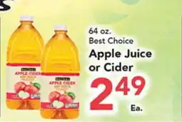 Eurofresh Market 64 oz. Best Choice Apple Juice or Cider offer