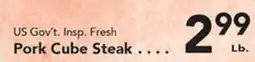 Eurofresh Market US Gov't. Insp. Fresh Pork Cube Steak offer