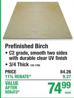 Menards Prefinished Birch HARDWOOD PLYWOOD offer