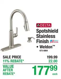 Menards DELTA Spotshield Stainless Finish offer