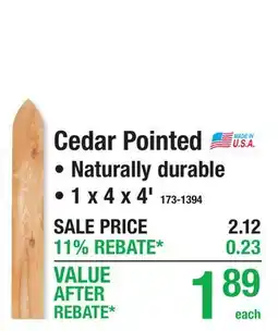 Menards Cedar Pointed offer