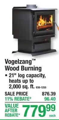 Menards Vogelzang Wood Burning offer