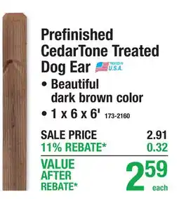 Menards Prefinished CedarTone Treated Dog Ear offer