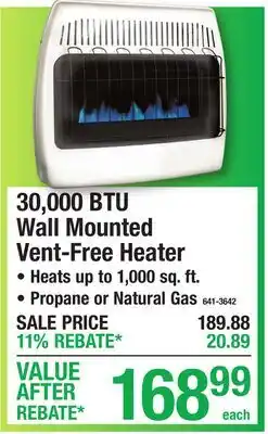 Menards 30,000 BTU Wall Mounted Vent-Free Heater offer