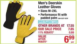 Menards Men's Deerskin Leather Gloves offer