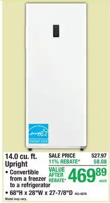 Menards 14.0 cu. ft. Upright offer