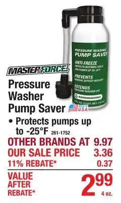 Menards Masterforce Pressure Washer Pump Saver offer