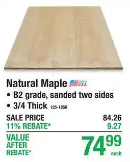 Menards Natural Maple offer