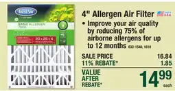Menards 4 Allergen Air Filter offer