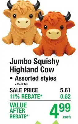 Menards Jumbo Squishy Highland Cow offer