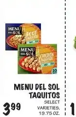 Foodarama Menu del sol taquitos offer