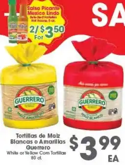 Arteagas Food Center Guerrero White or Yellow Corn Tortillas offer