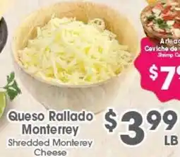 Arteagas Food Center Queso Rallado Monterrey Shredded Monterey Cheese offer