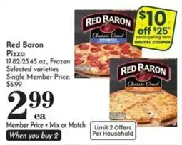 Pavilions Red Baron Pizza offer