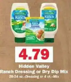 Schnucks Hidden Valley Ranch Dressing or Dry Dip Mix offer