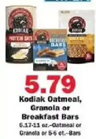 Schnucks Kodiak Oatmeal, Granola or Breakfast Bars offer