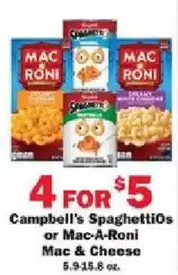 Schnucks Campbell's SpaghettiOs or Mac-A-Roni Mac & Cheese offer