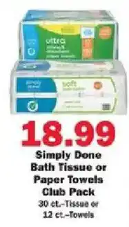 Schnucks Simply Done Bath Tissue or Paper Towels offer