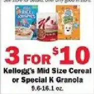 Schnucks Kellogg's Mid Size Cereal or Special K Granola offer