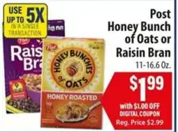 Food Giant Post Honey Bunches of Oats or Raisin Bran offer