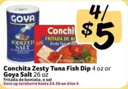 Fresco y Más Conchita Zesty Tuna Fish Dip or Goya Salt offer