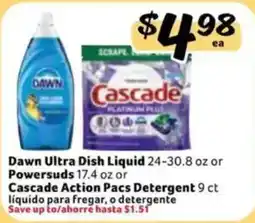 Fresco y Más Dawn Ultra Dish Liquid or Powersuds or Cascade Action Pacs Detergent offer