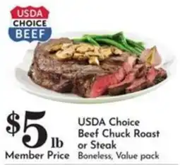 Pavilions Usda Choice Beef Chuck Roast or Steak offer