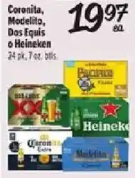 Fiesta Mart Coronita, Modelito, Dos Equis or Heineken offer
