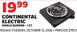 Sedano's Continental electric single burner offer