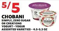 Sedano's Chobani simply, zero sugar or creations yogurt - yogur offer