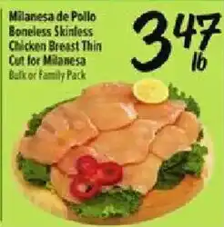 Fiesta Mart Milanesa de Pollo Boneless Skinless Chicken Breast Thin Cut for Milanesa offer