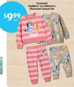 Aldi Bluey licensed toddlers' or children's character sweat set offer