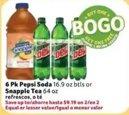 Fresco y Más Pepsi Soda or Snapple Tea offer