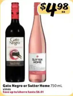 Fresco y Más Gato Negro or Sutter Home offer