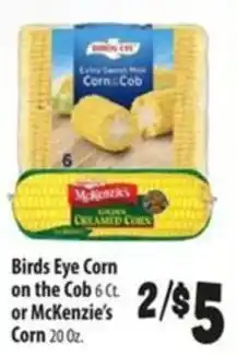 Food Giant Birds Eye Corn on the Cob or McKenzie's Corn offer